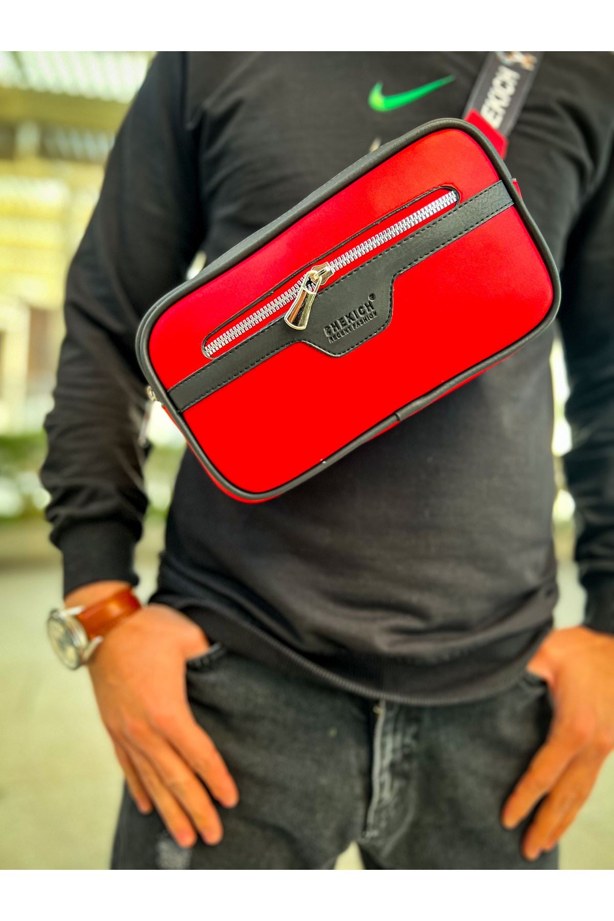 CH101 Poani Tablet Erkek Çanta Black - Red