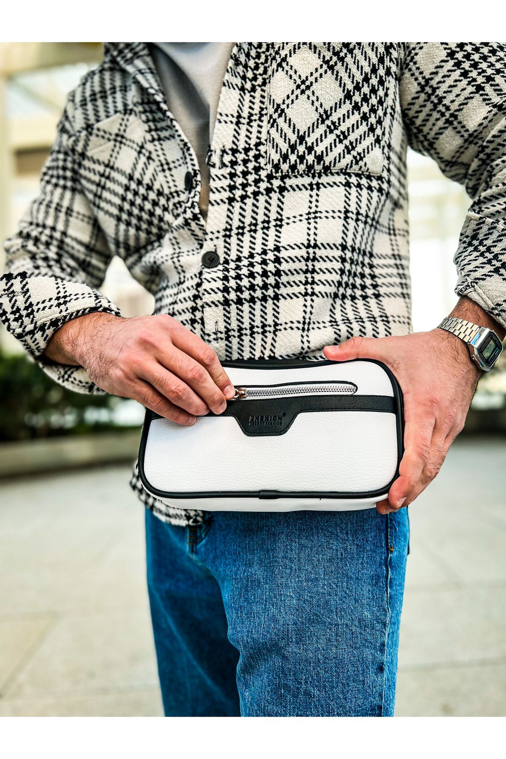 CH101 Poani Tablet Erkek Çanta White/Black