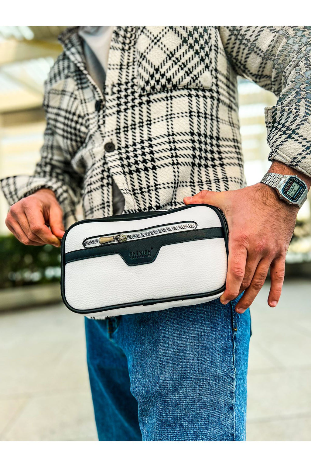 CH101 Poani Tablet Erkek Çanta White/Black