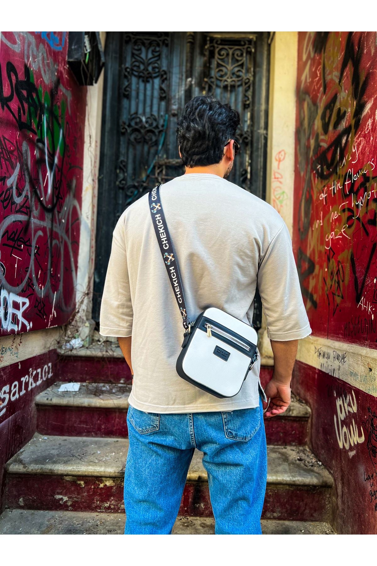CH102 Stealht Kare Erkek Çanta White/Black