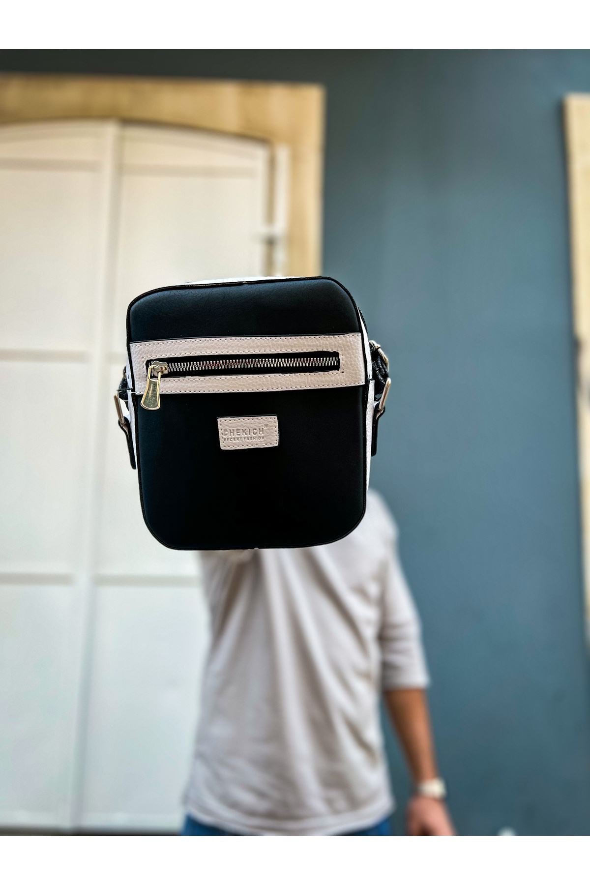 CH102 Stealht Kare Erkek Çanta Black/White