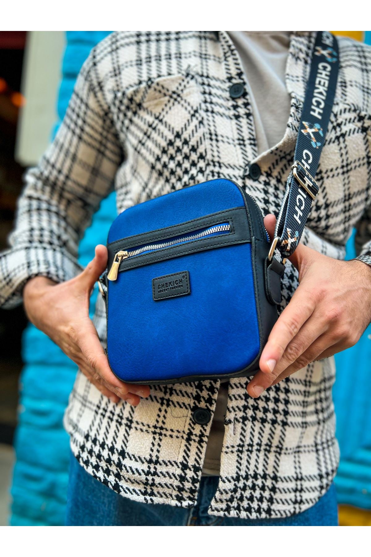CH102 Stealht Kare Erkek Çanta Black/Blue