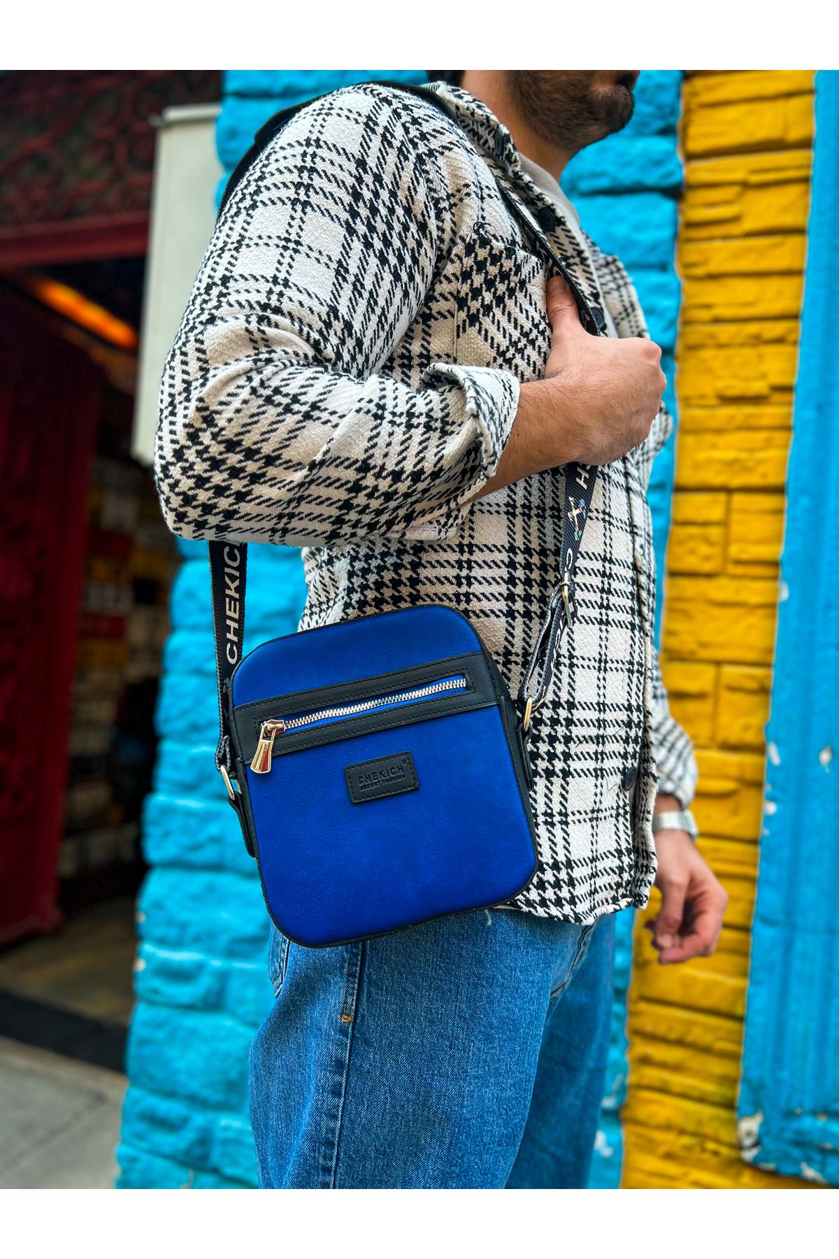 CH102 Stealht Kare Erkek Çanta Black/Blue