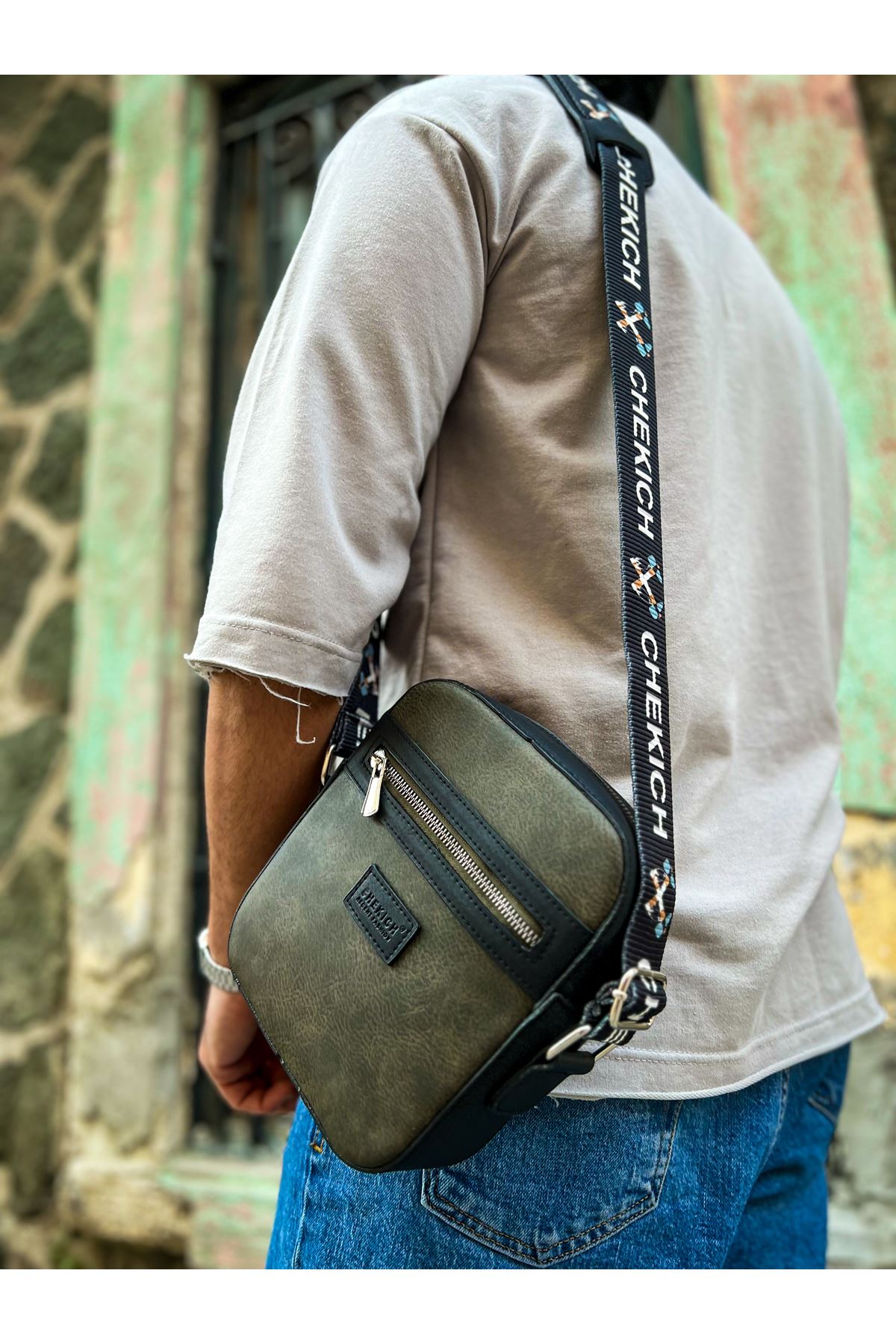 CH102 Stealht Kare Erkek Çanta Black / Khaki