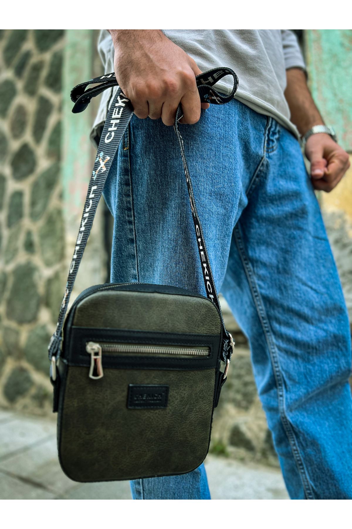 CH102 Stealht Kare Erkek Çanta Black / Khaki