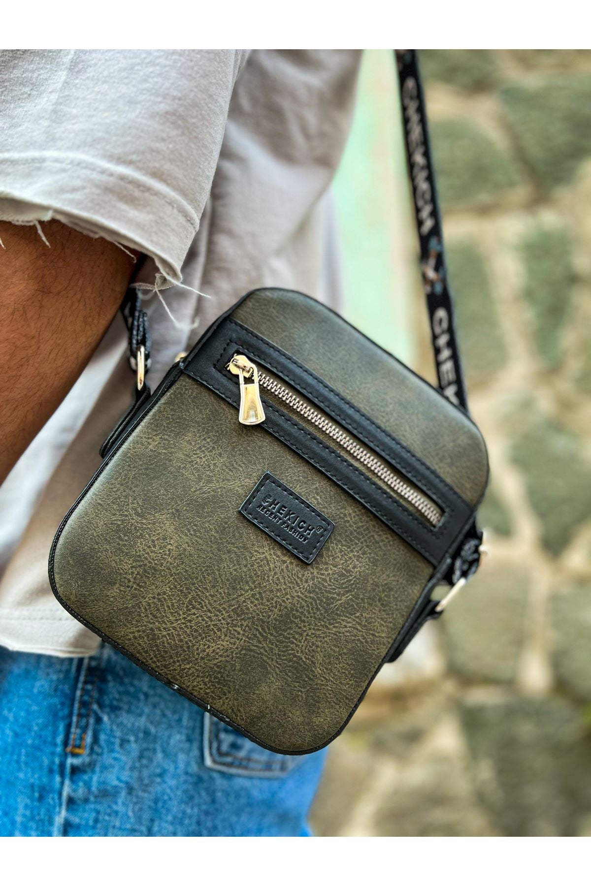 CH102 Stealht Kare Erkek Çanta Black / Khaki