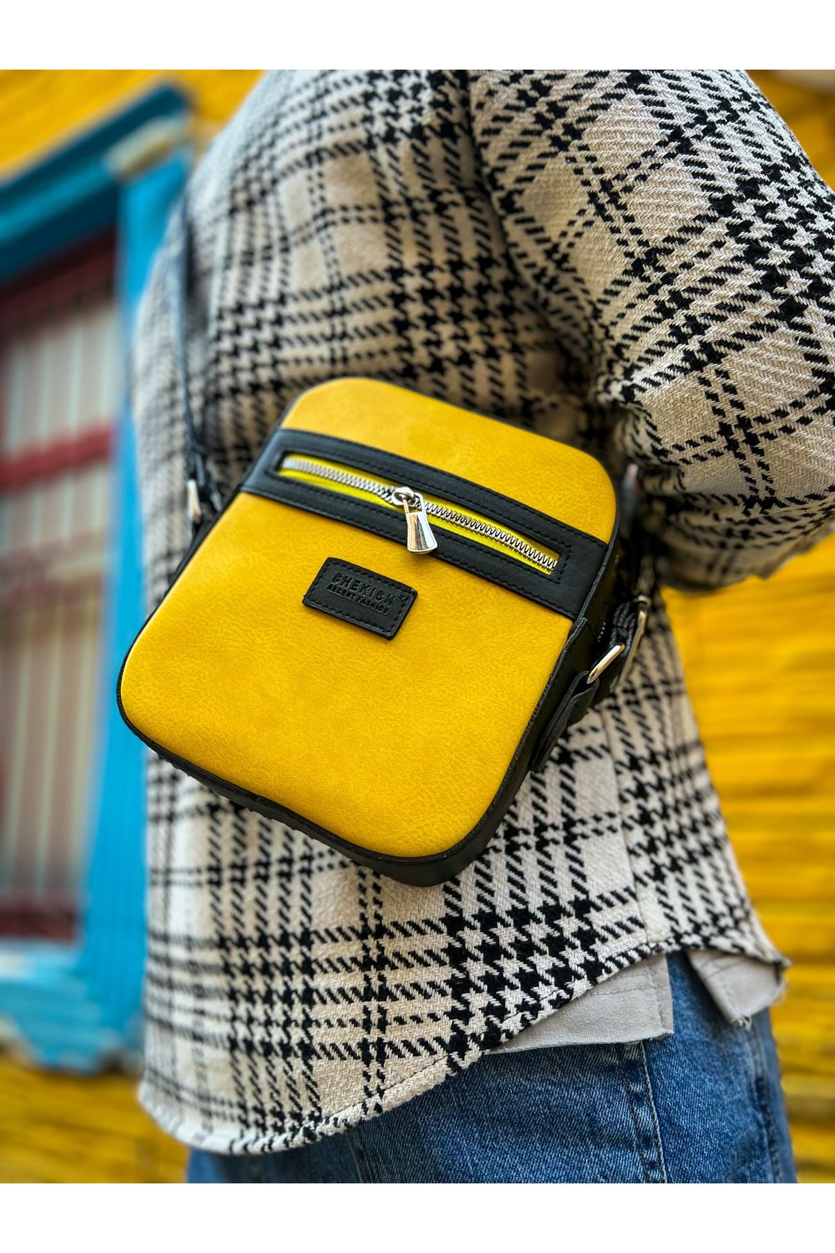 CH102 Stealht Kare Erkek Çanta Black - Yellow