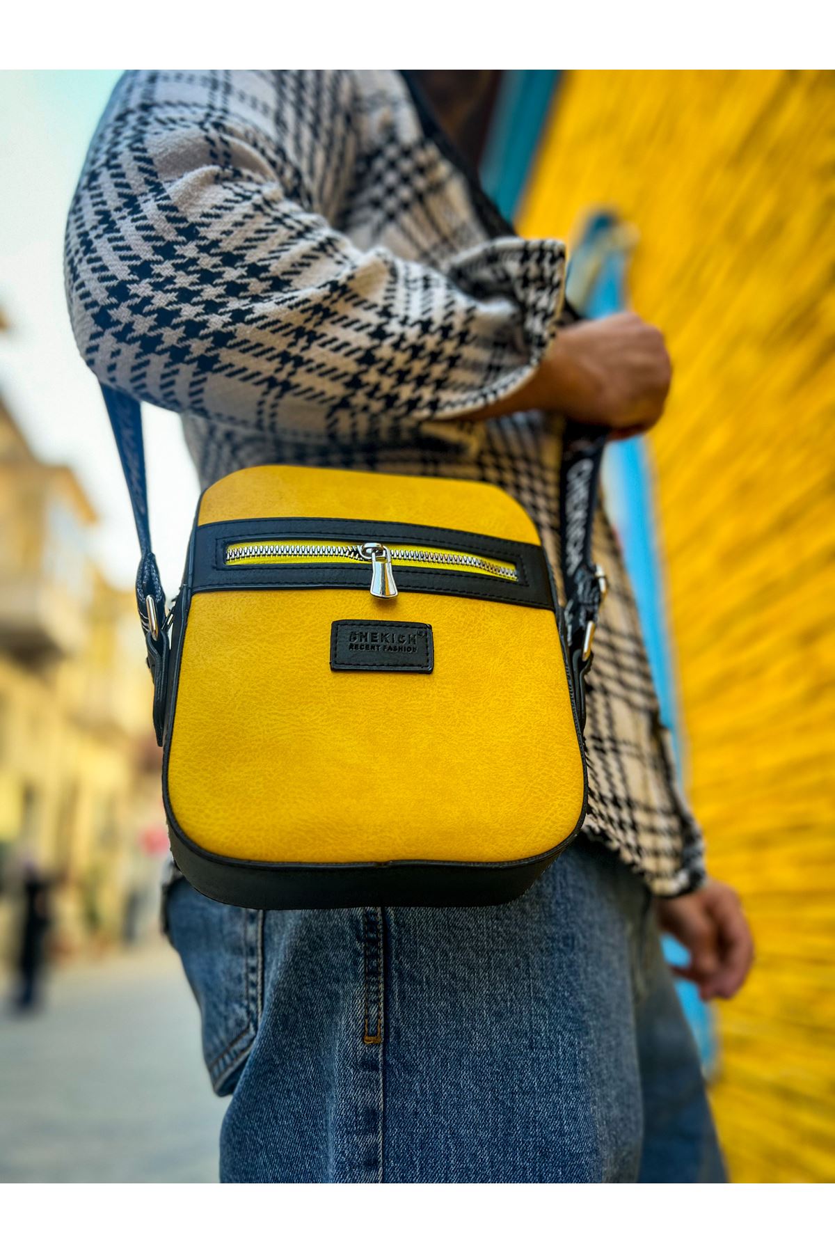 CH102 Stealht Kare Erkek Çanta Black - Yellow