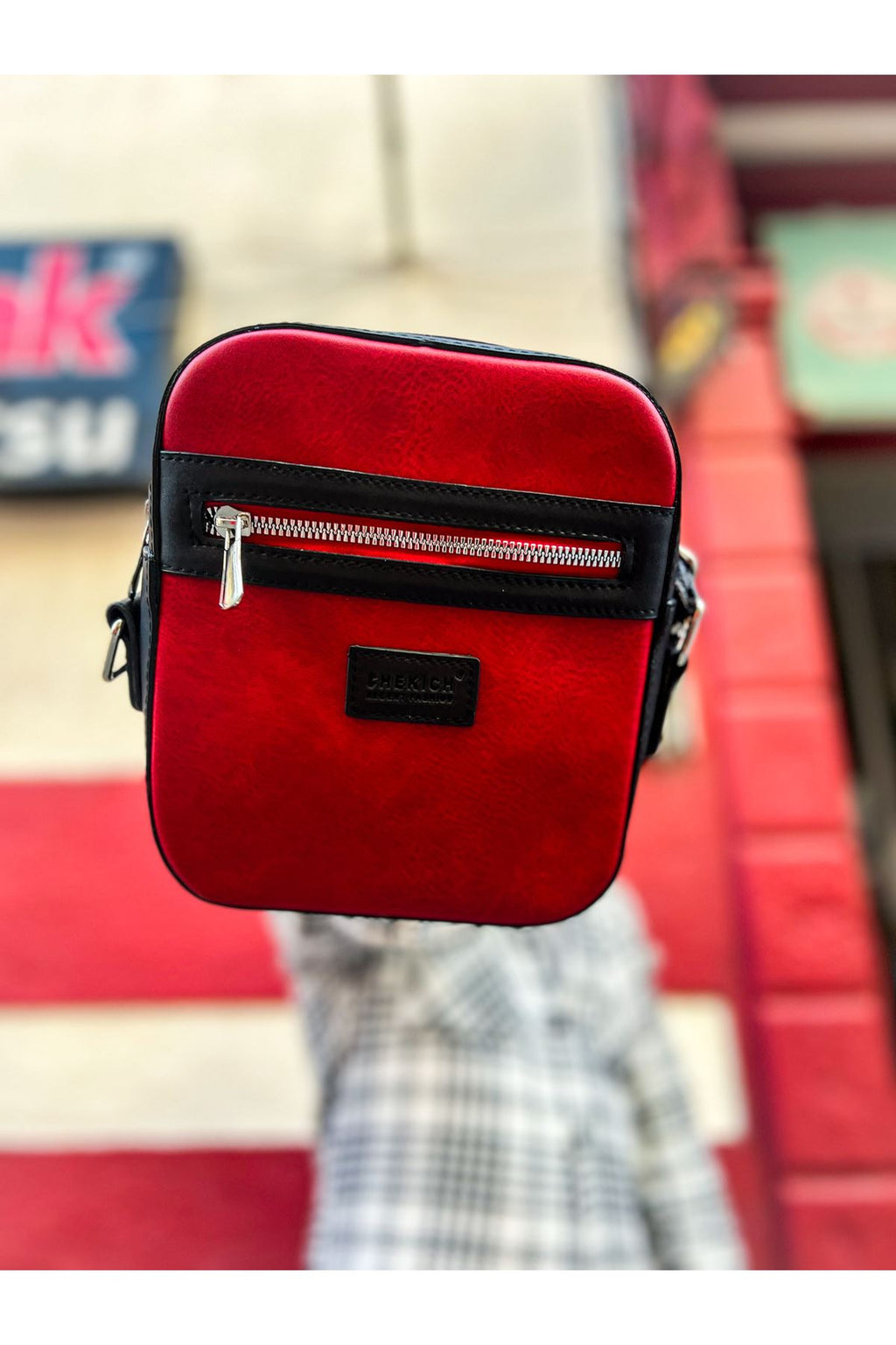 CH102 Stealht Kare Erkek Çanta Black - Red