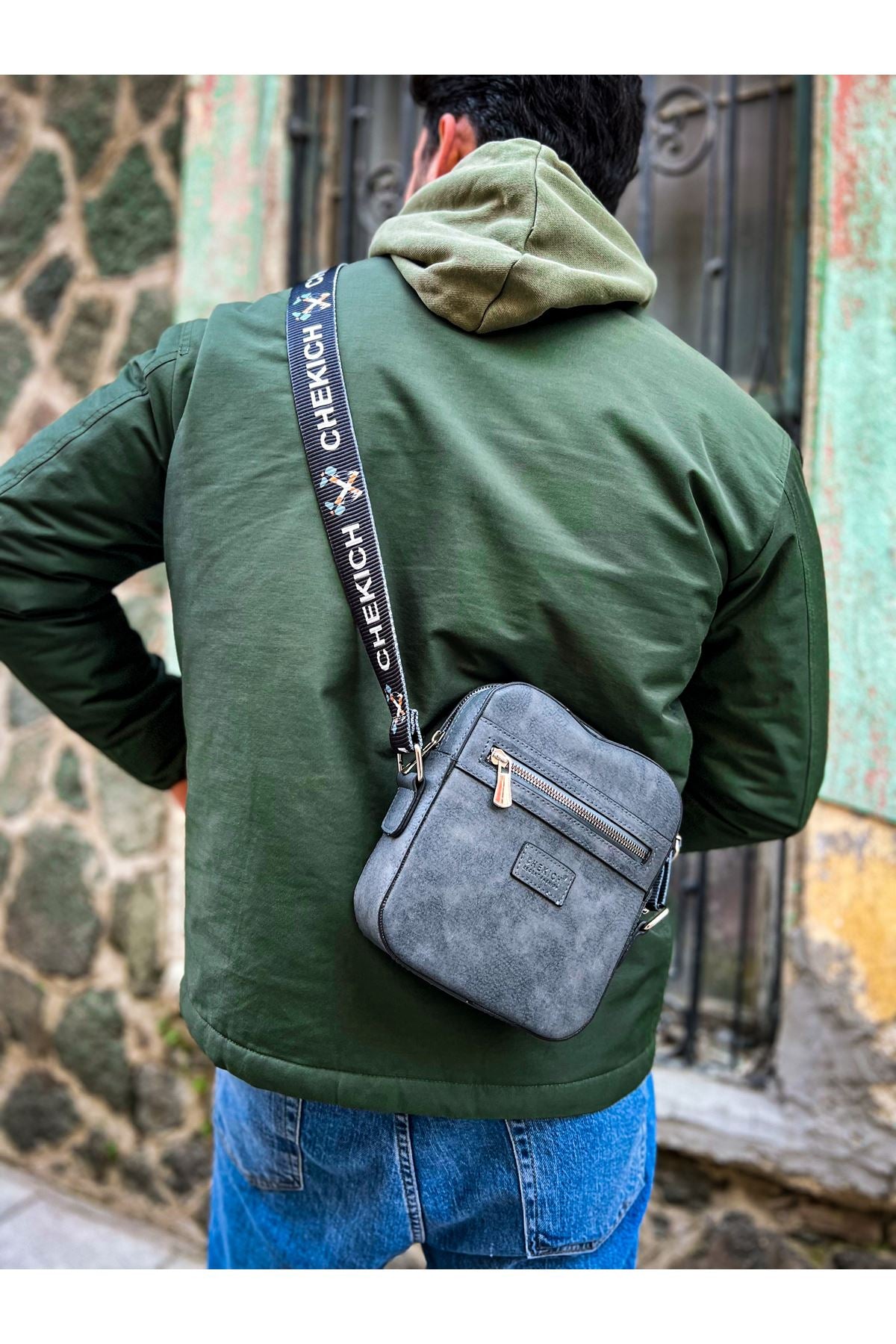 CH102 Stealht Kare Erkek Çanta Grey