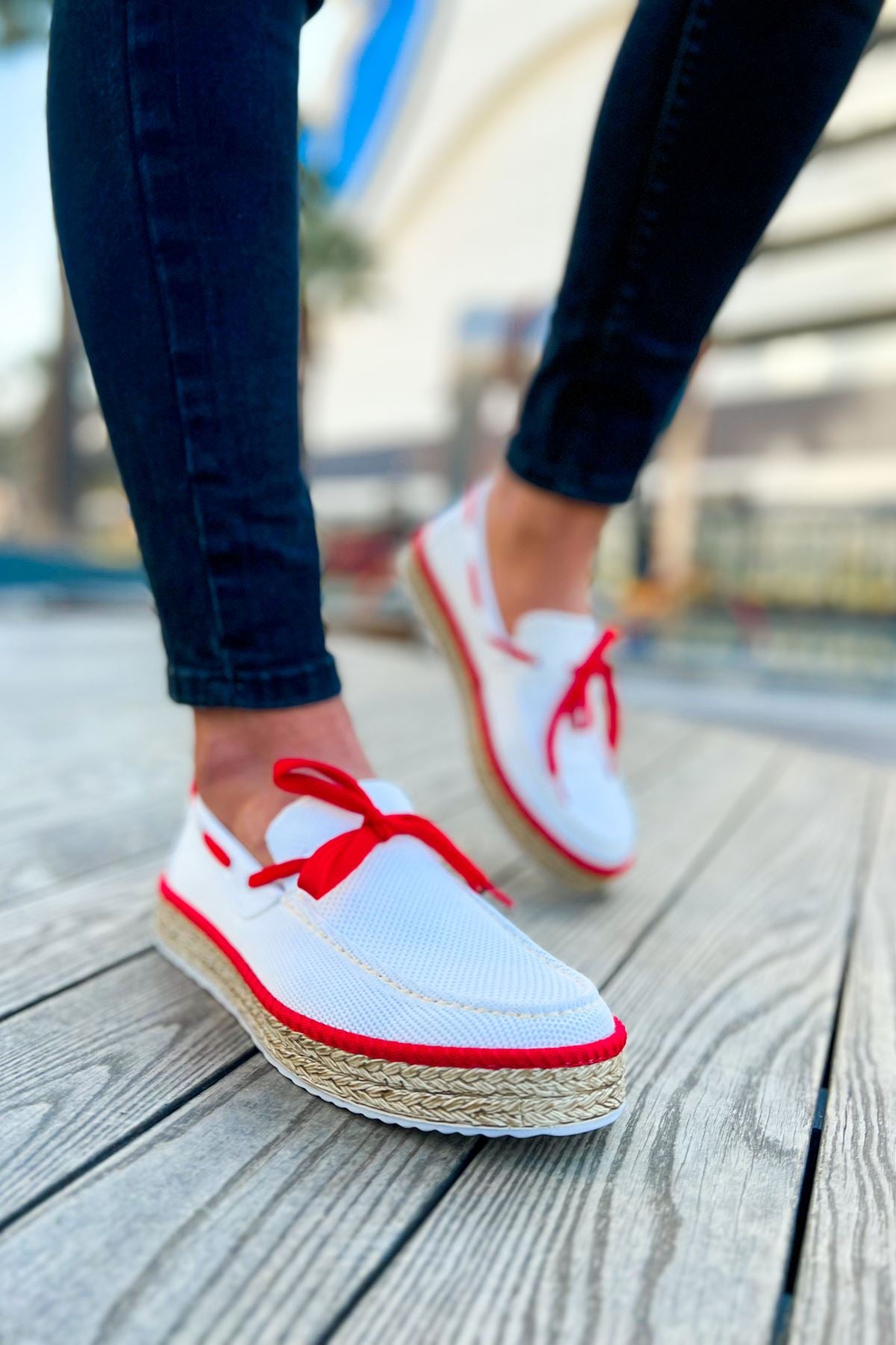 CH311 Espadril Herren Sneaker Weiß/Rot
