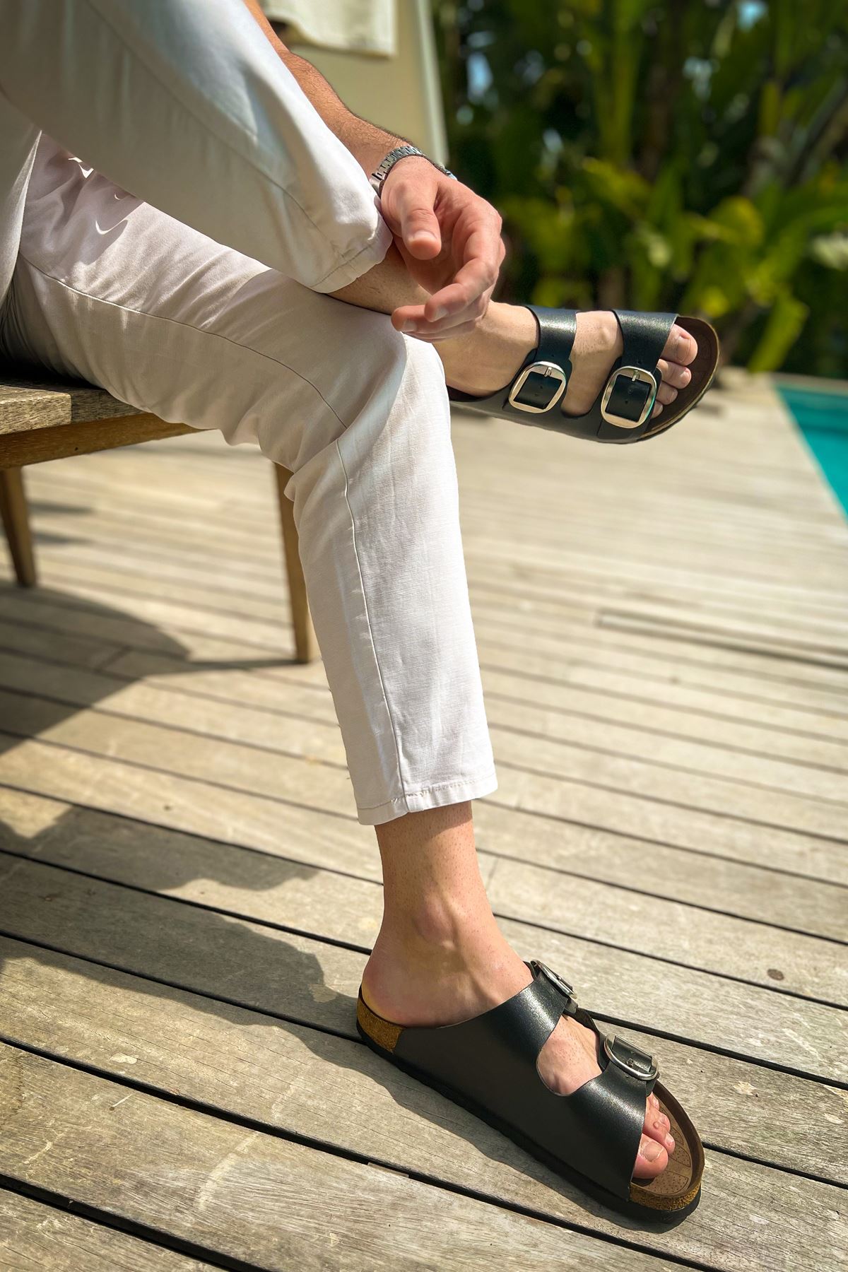 TRL001 Chekich Deri Terlik Black