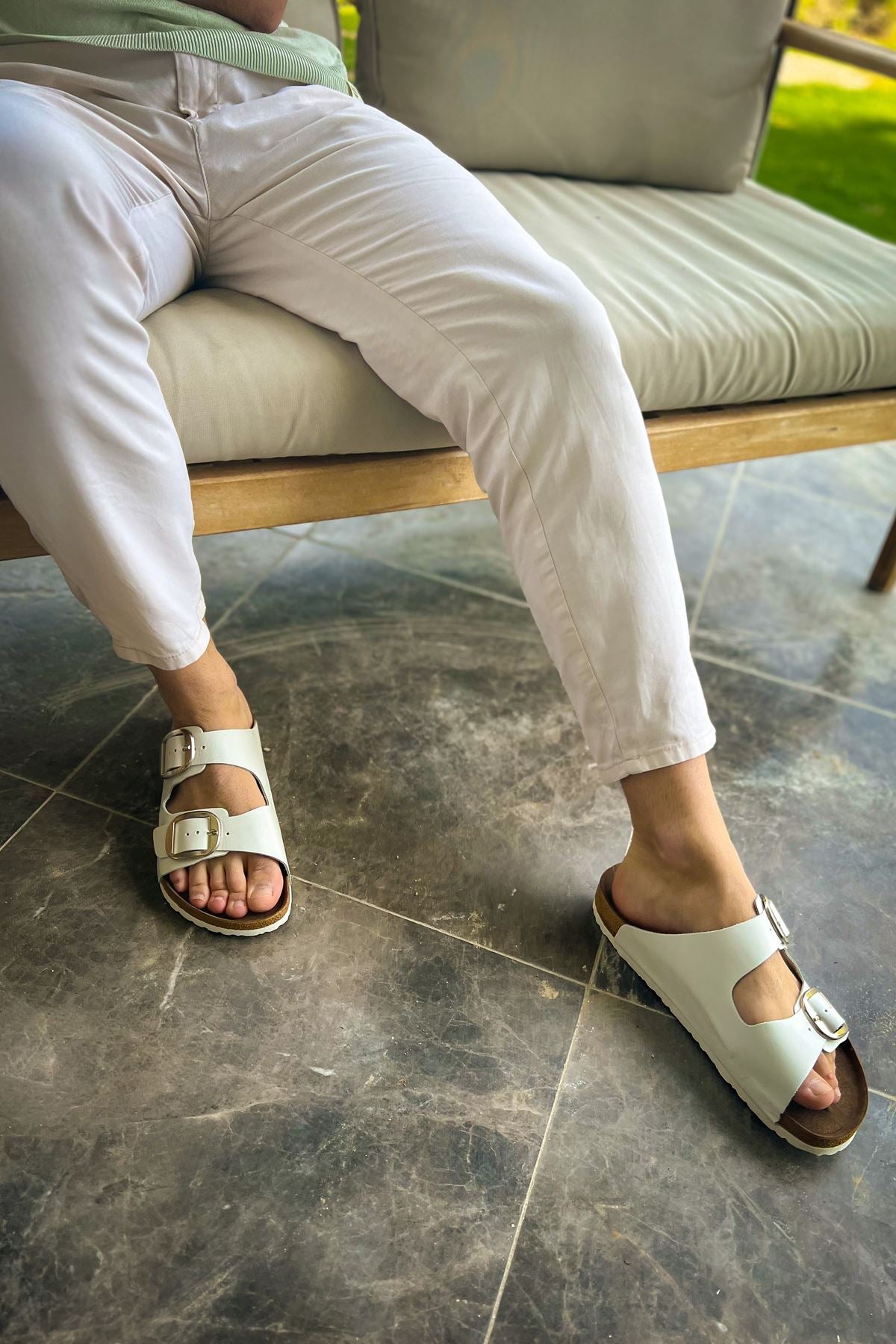 TRL001 Chekich Deri Terlik White