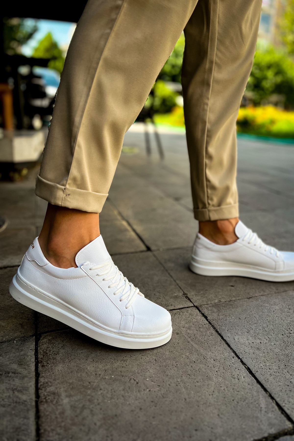 CH979 Santoni CRT Spor Men Sneaker White