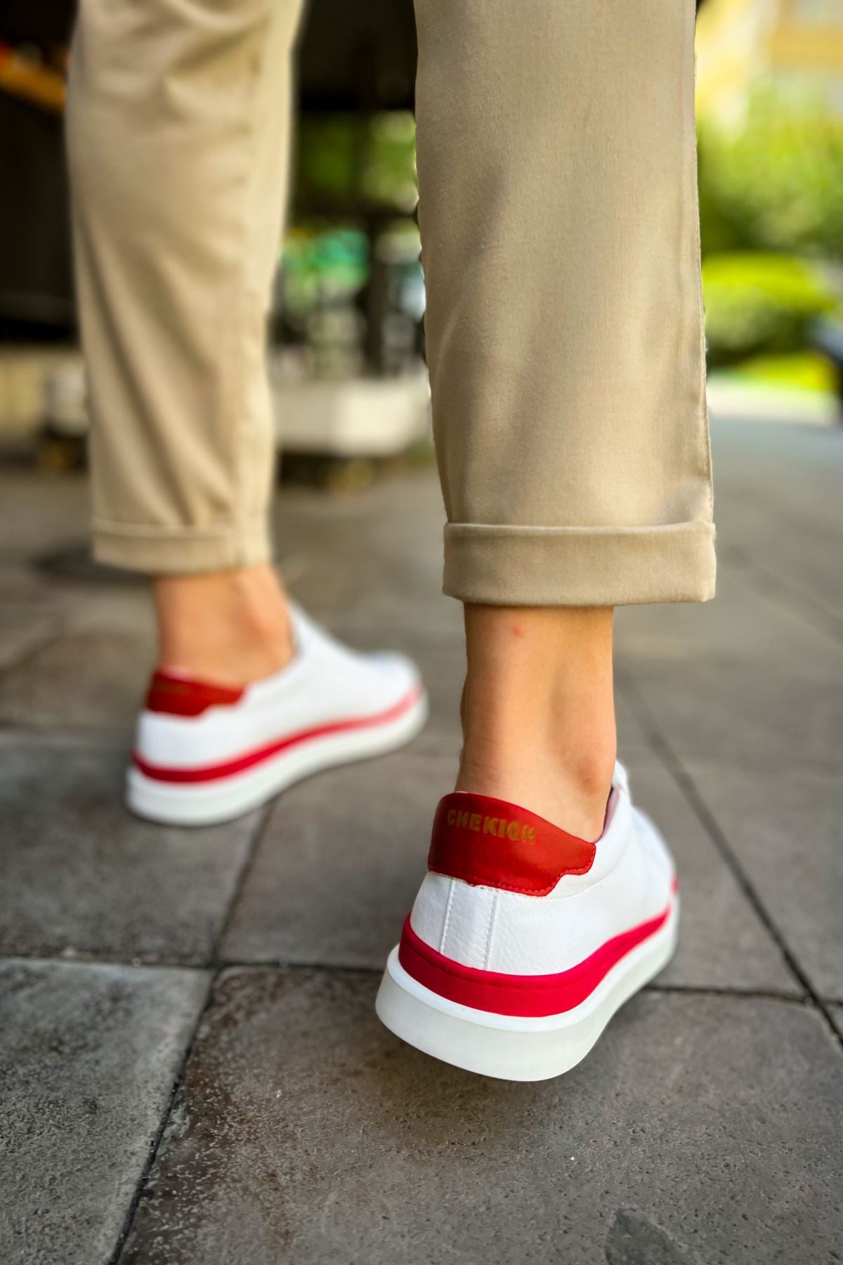 CH979 Santoni GBT Spor Men Sneaker White/Red