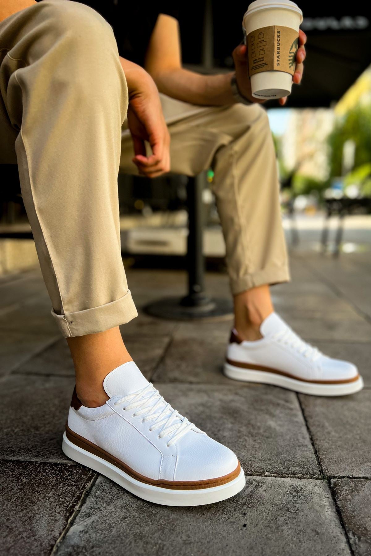 CH979 Santoni GBT Spor Men Sneaker White/TABA