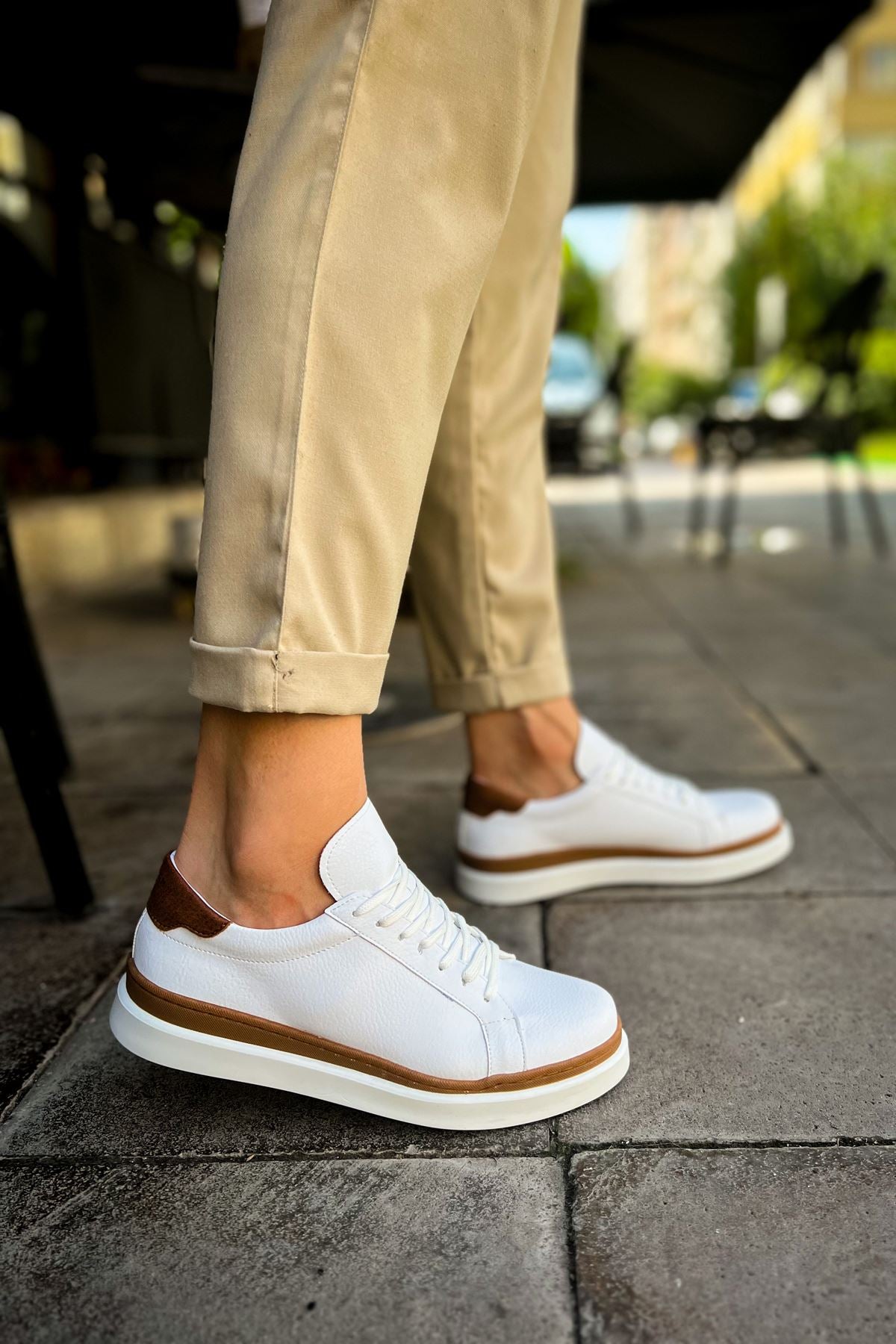 CH979 Santoni GBT Spor Men Sneaker White/TABA