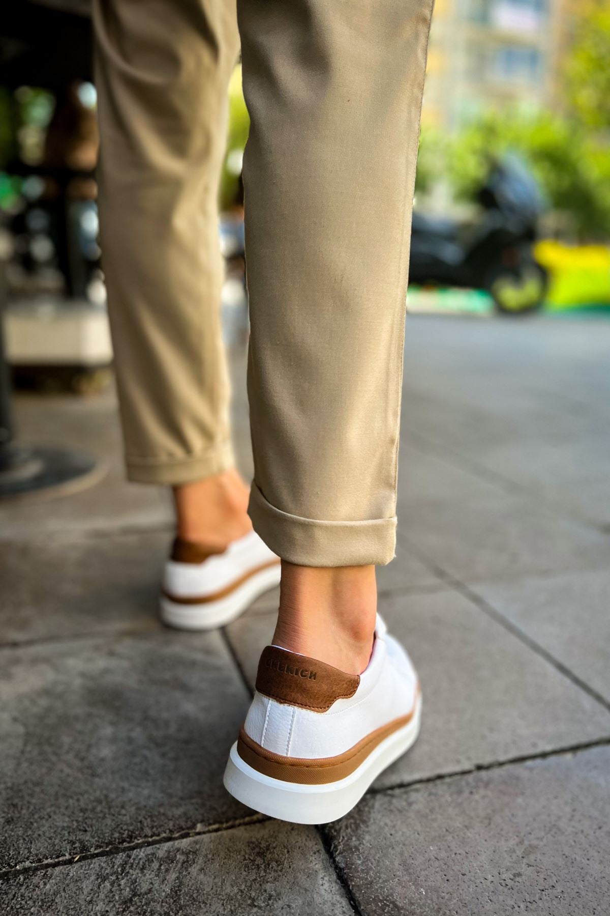 CH979 Santoni GBT Spor Men Sneaker White/TABA