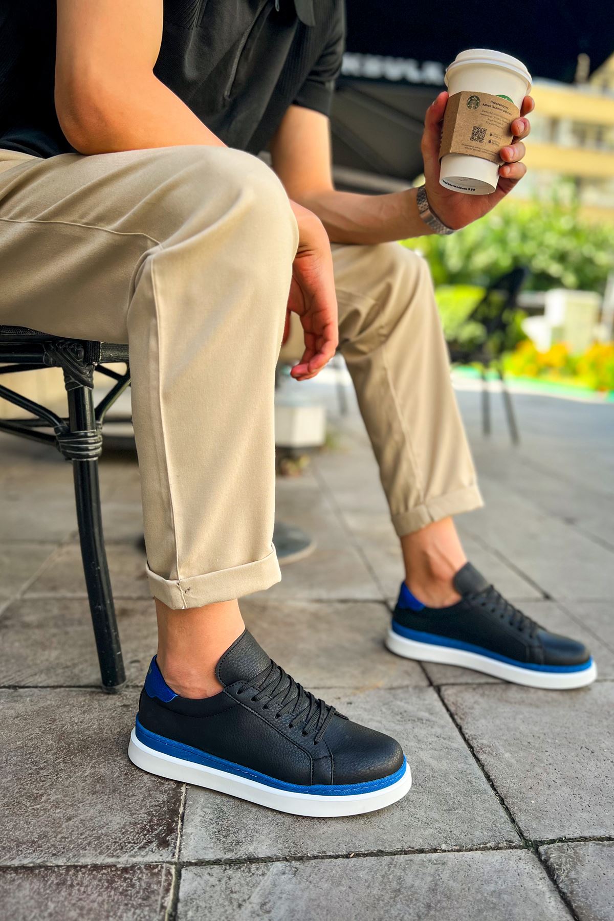 CH979 Santoni GBT Spor Men Sneaker Black/MAVI