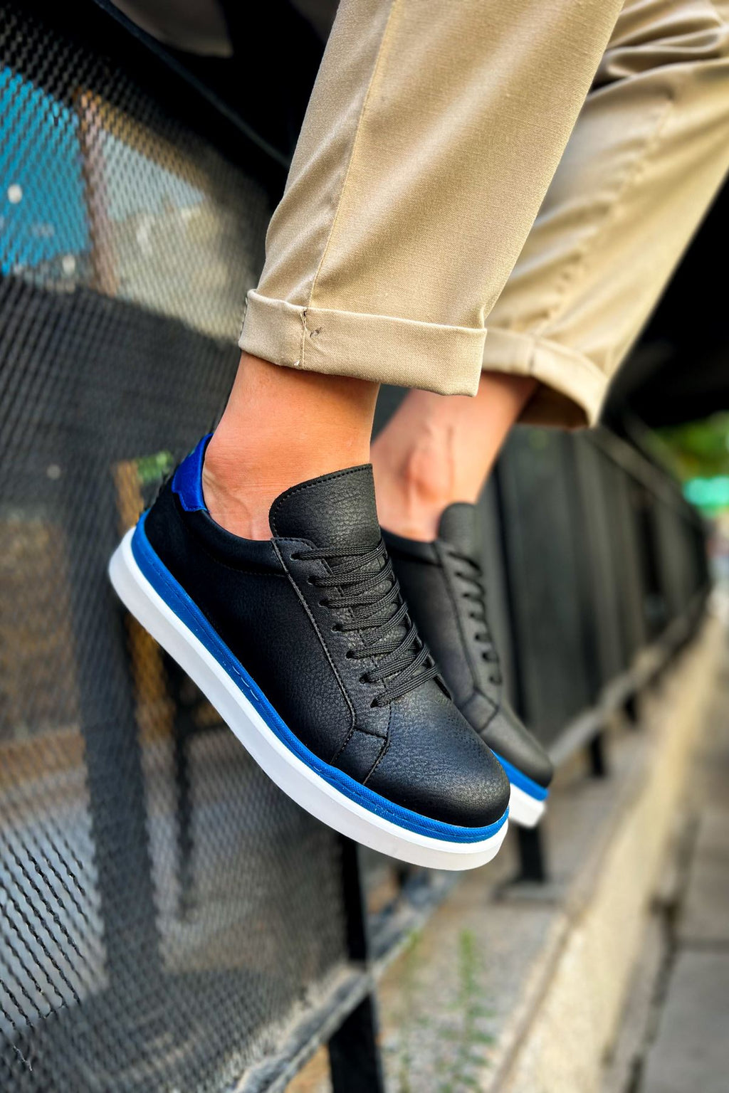 CH979 Santoni GBT Spor Herren Sneaker Schwarz/MAVI