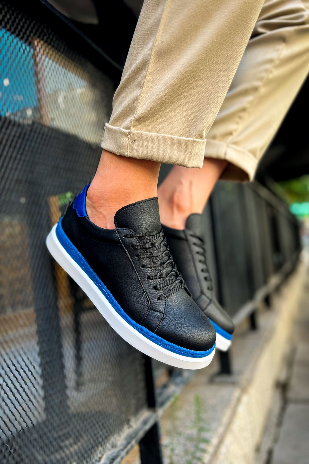 CH979 - Santoni GBT Spor Men's Sneakers Black/Blue