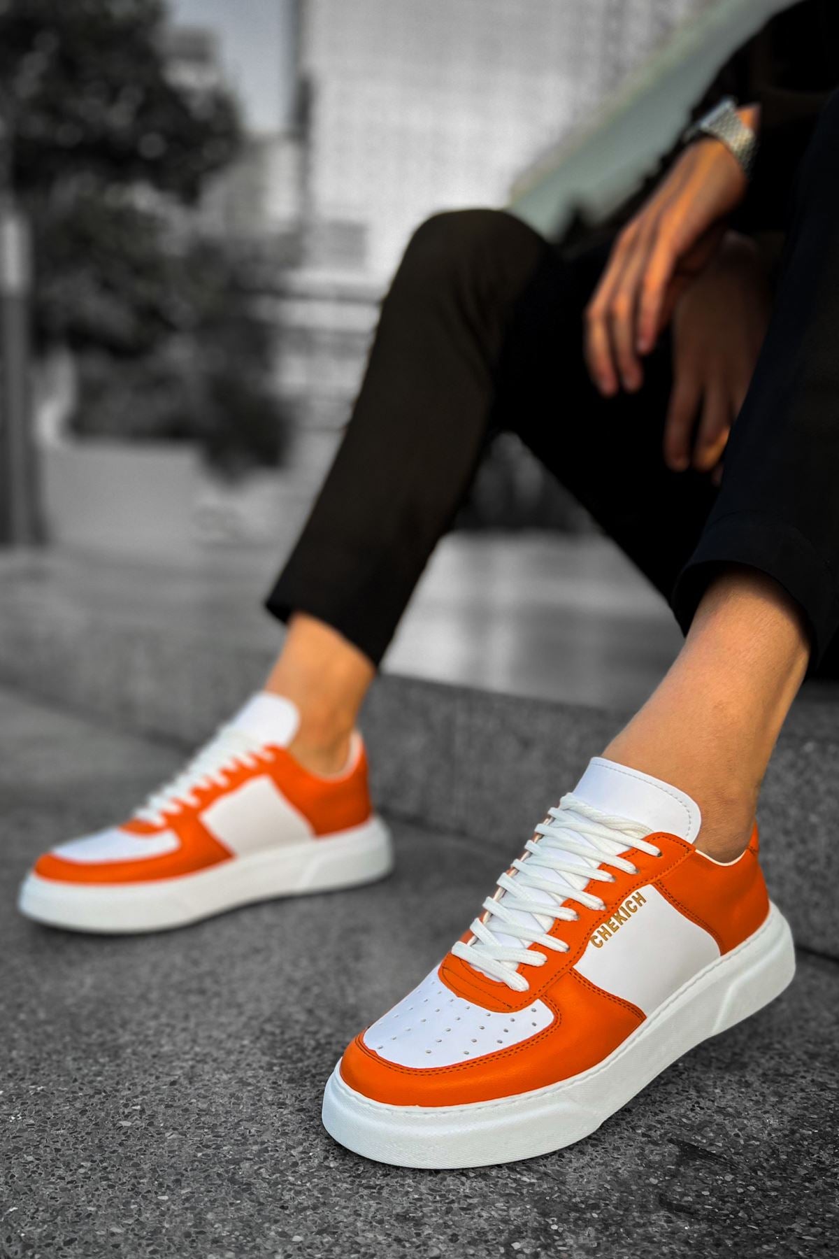 CH087 - FBT Kenton Men Sneaker Orange / White