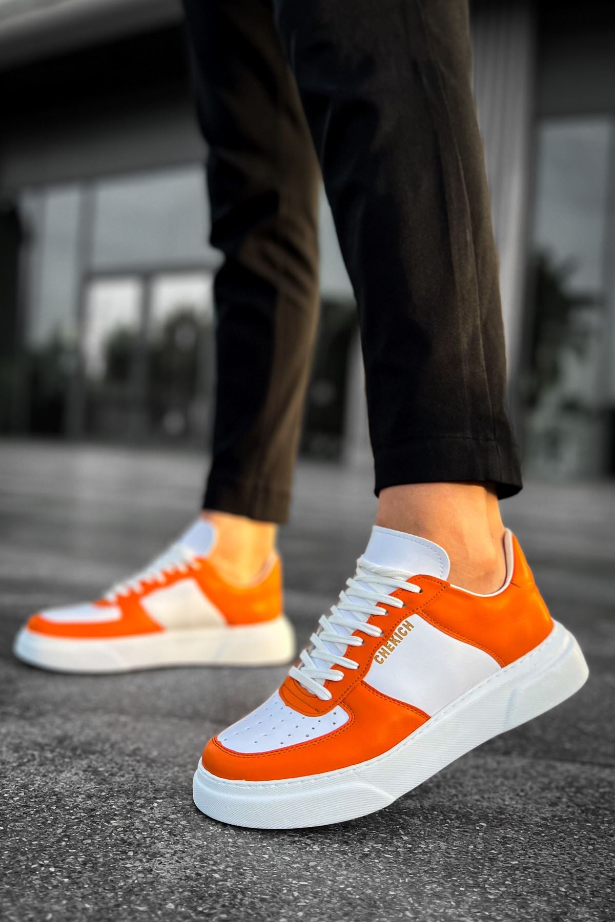 CH087 - FBT Kenton Men Sneaker Orange / White