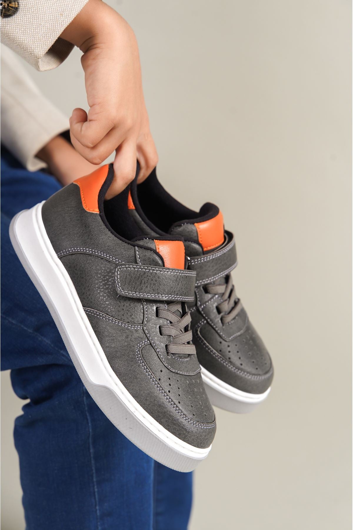 1009 Prime Kids Shoes Grey Orange