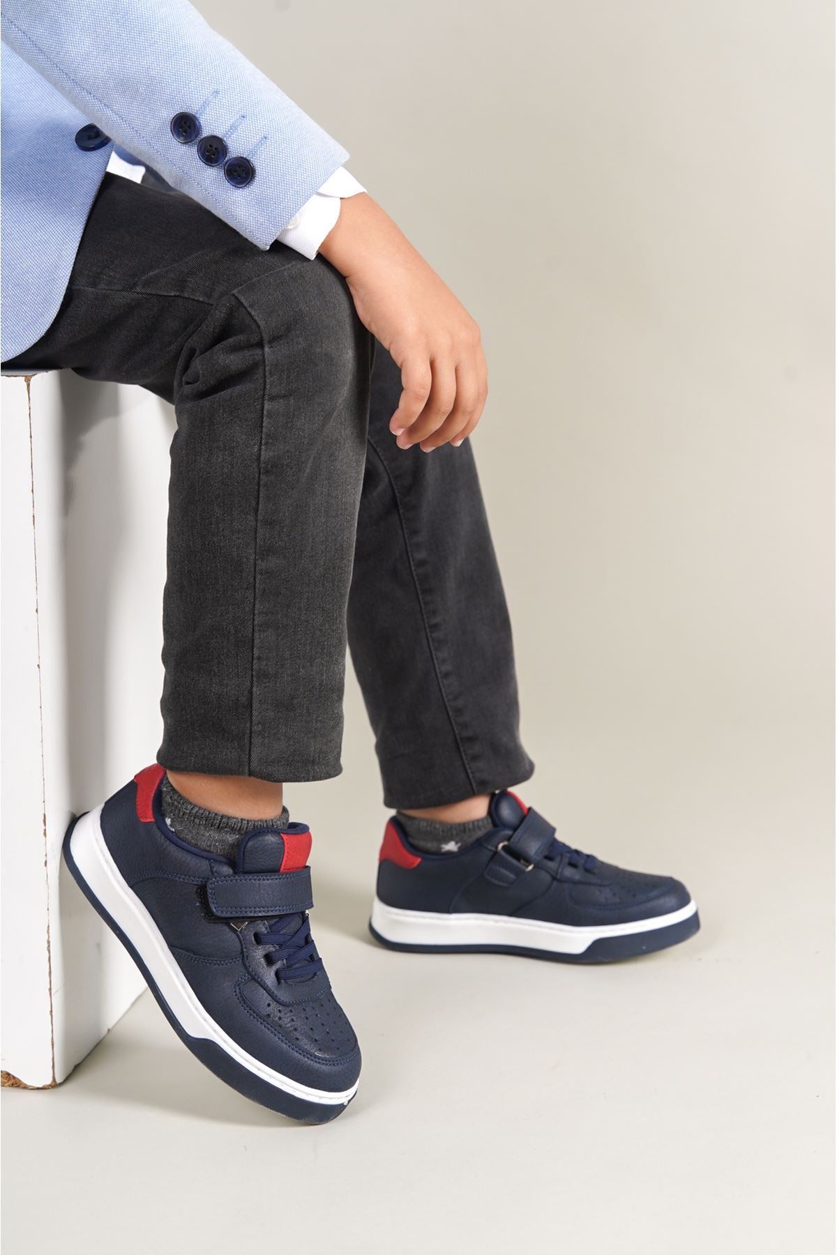 1009 Prime Kids Shoes Navy Blue Red