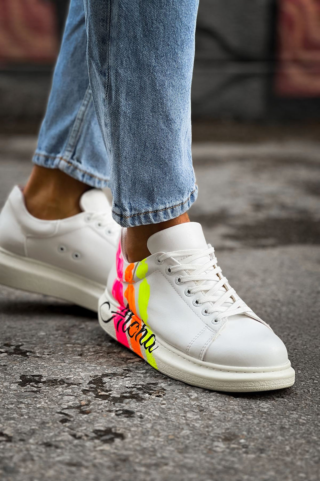 CH254 - CBT Pittura Men Sneaker 501 ALOHA SARI PEMBE BEYAZ