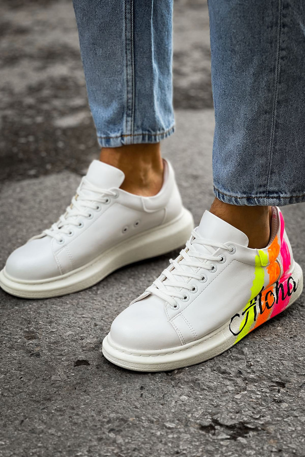 CH254 - CBT Pittura Men Sneaker 501 ALOHA SARI PEMBE BEYAZ