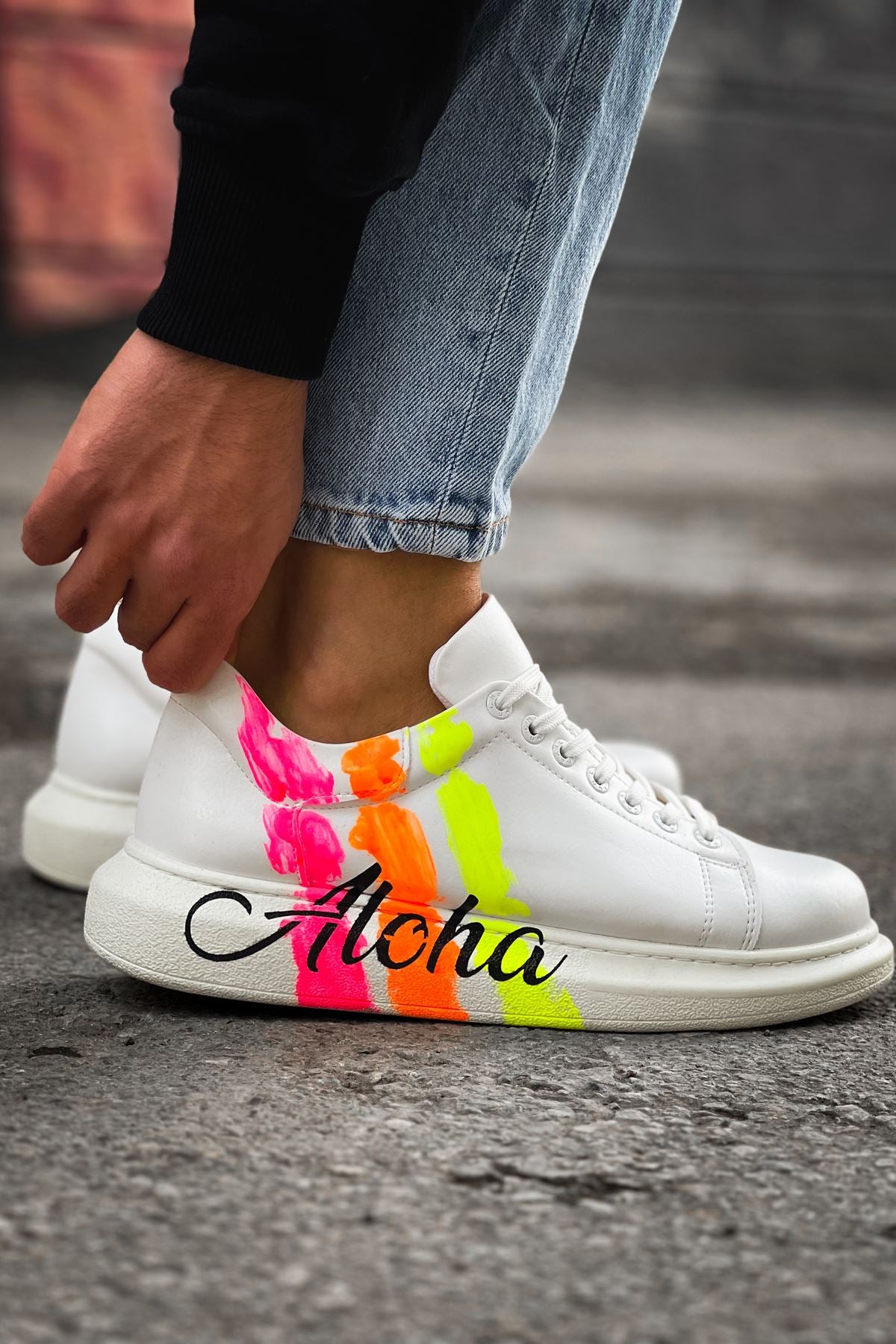 CH254 CBT Pittura Men Sneaker 501 ALOHA SARI PEMBE BEYAZ