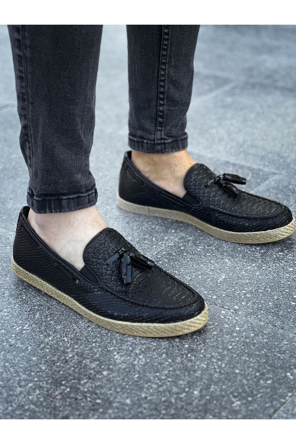 CH141 - HT Croco Men's Sneakers Black