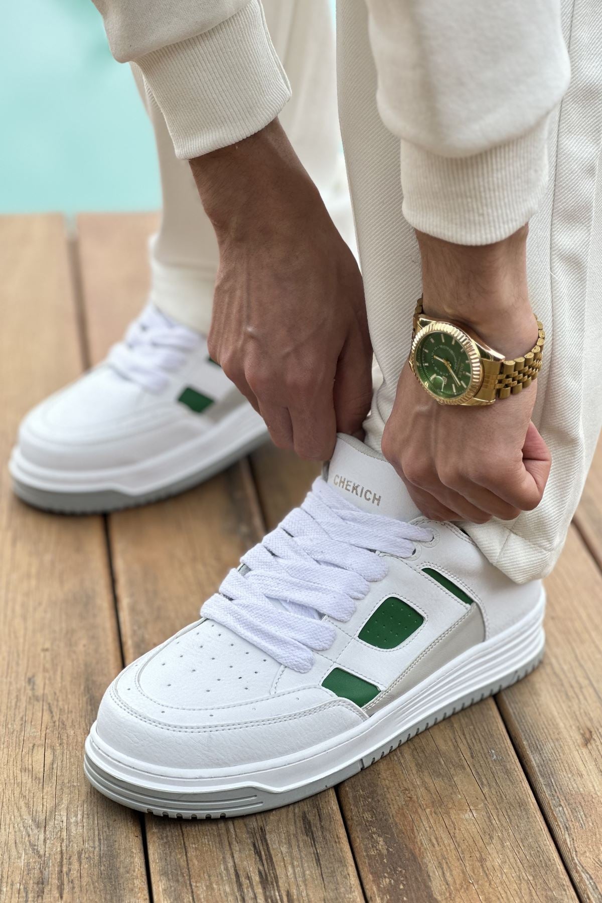 CH2410 - CBT AvaxErkek Spor Ayakkabı White/YESIL