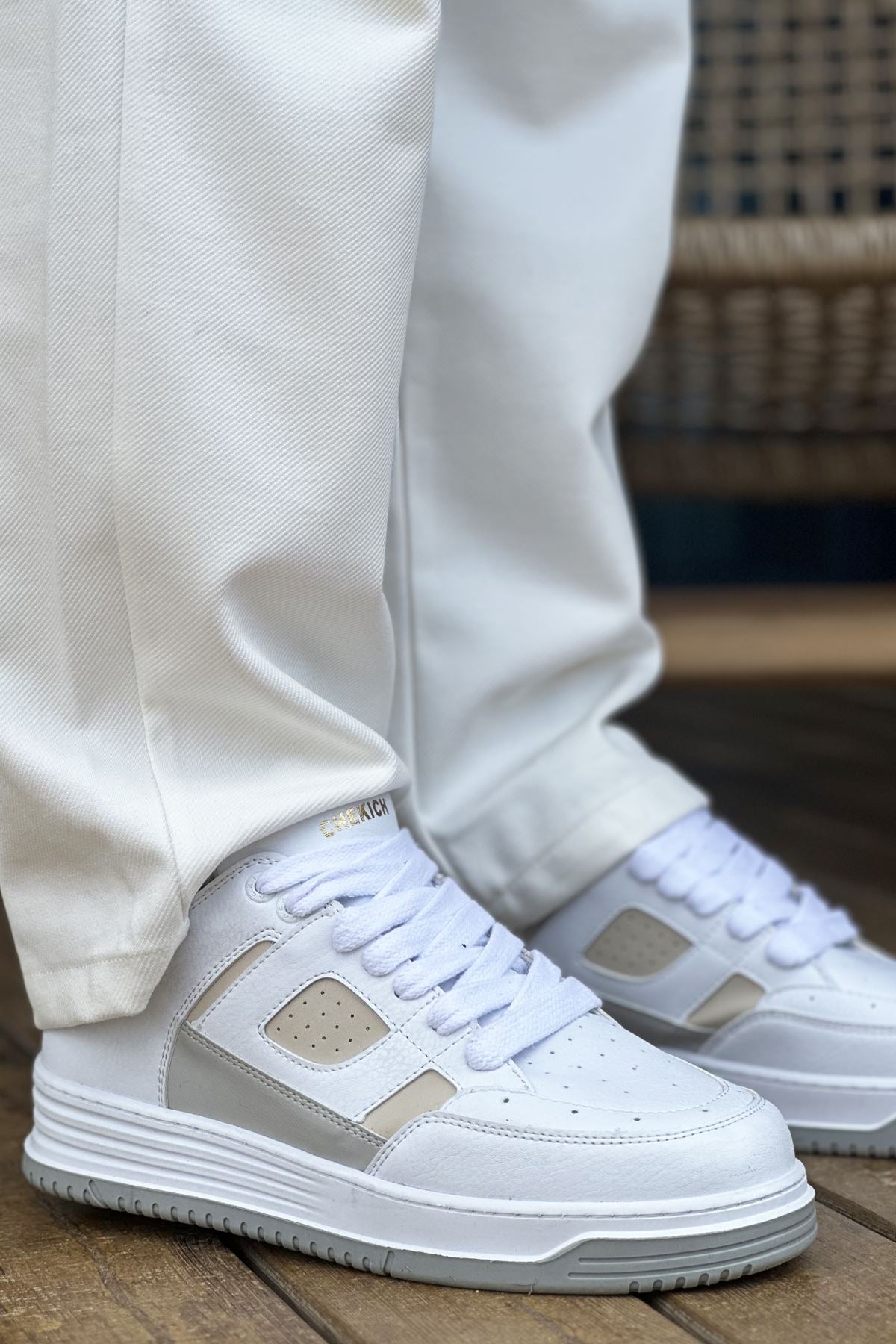 CH2410 - CBT AvaxErkek Spor Ayakkabı White / BEJ