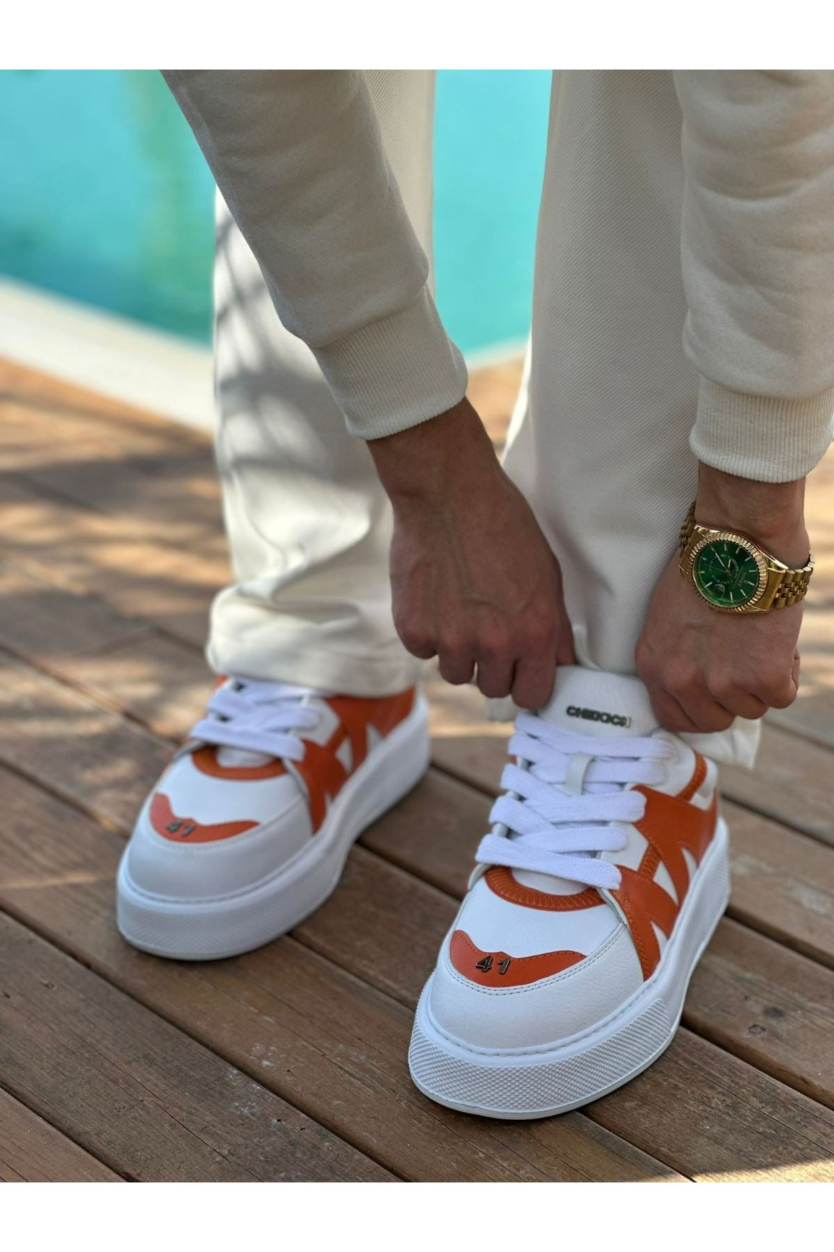 CH2407 CBT Star-X Herren Sneakers Weiß/Orange