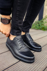 CH003 - DST Classica Pelle Di Cuoio Erkek Ayakkabı SIYAH - chekich.com