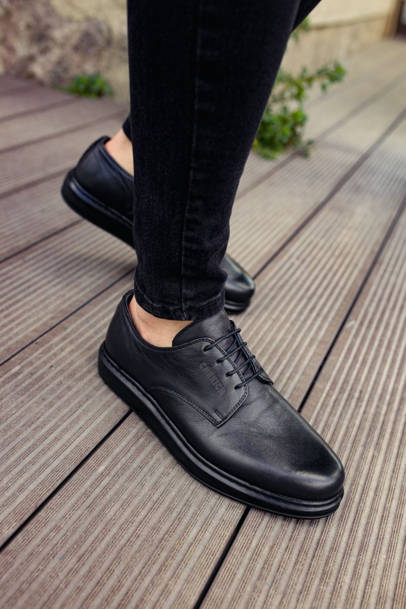 CH003 - DST Classica Pelle Di Cuoio Erkek Ayakkabı SIYAH - chekich.com