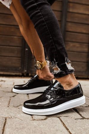 CH003 - RBT Pelle Verniciata Classica Men Sneaker Black - chekich.com
