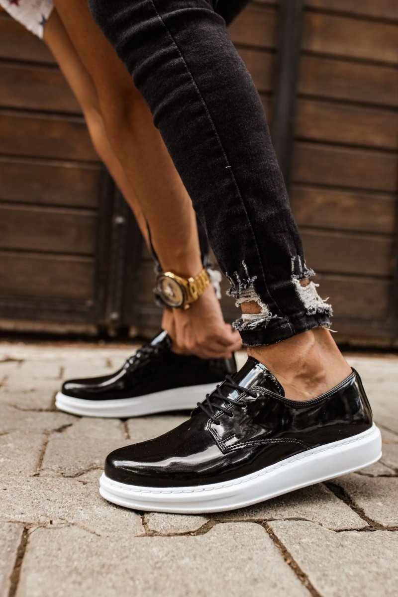 CH003 - RBT Pelle Verniciata Classica Men Sneaker Black - chekich.com