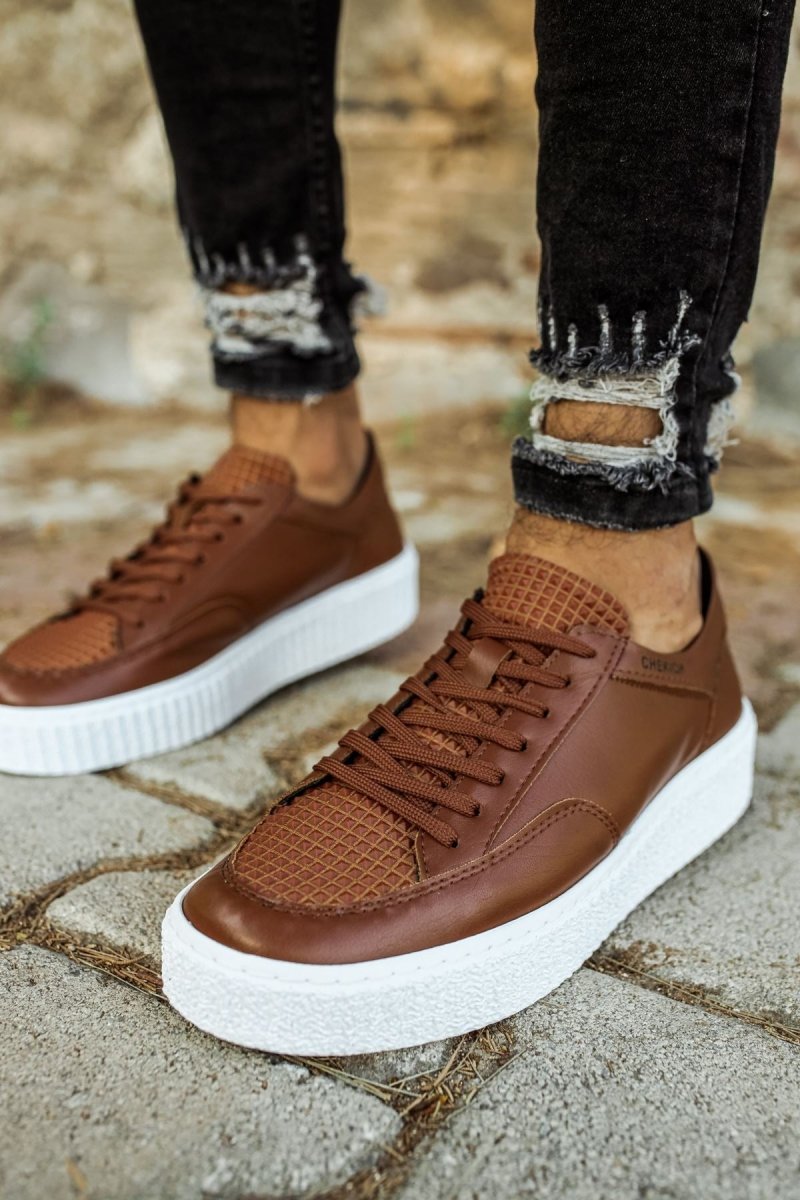 CH017 - FBT Pyramid Men Sneaker Tan - chekich.com