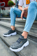 CH089 - CBT Low Top Lace Up Erkek Ayakkabı ANTRASIT - chekich.com