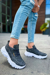 CH089 - CBT Low Top Lace Up Erkek Ayakkabı ANTRASIT - chekich.com