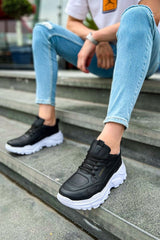 CH089 - CBT Low Top Lace Up Erkek Ayakkabı SIYAH - chekich.com