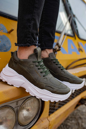 CH089 - CBT Low Top Lace Up Men Sneaker Khaki - chekich.com