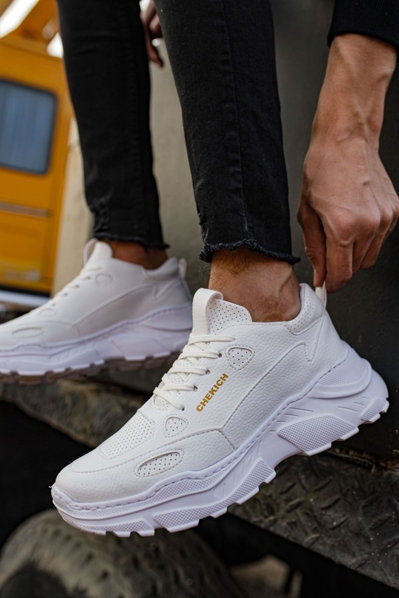 CH089 - CBT Low Top Lace Up Men Sneaker White - chekich.com