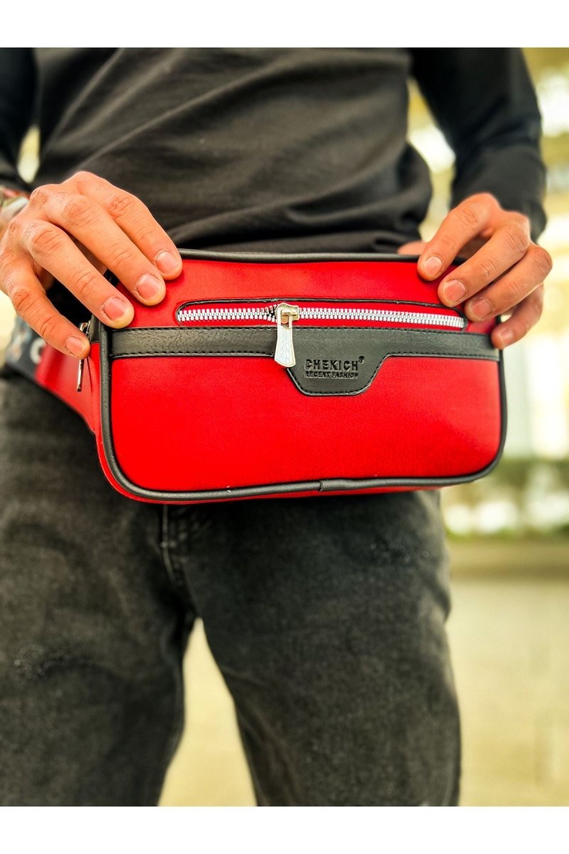 CH101 Poani Tablet Erkek Çanta Black - Red - chekich.com
