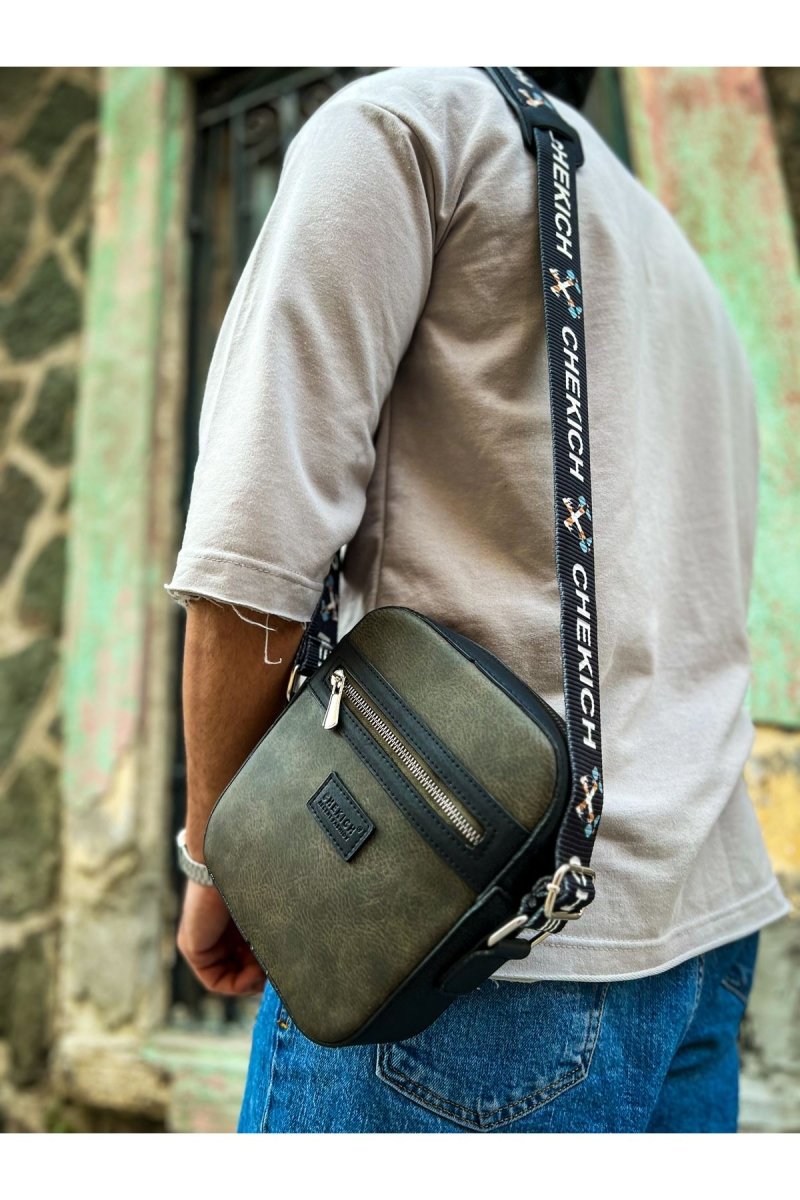CH102 Stealht Kare Erkek Çanta Black / Khaki - chekich.com