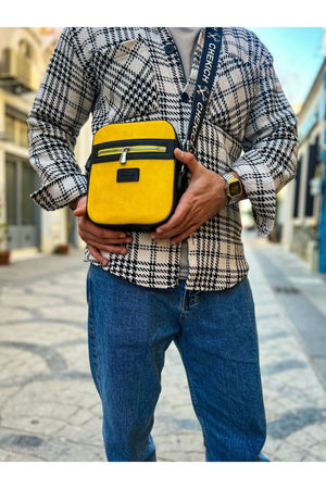 CH102 Stealht Kare Erkek Çanta Black - Yellow - chekich.com