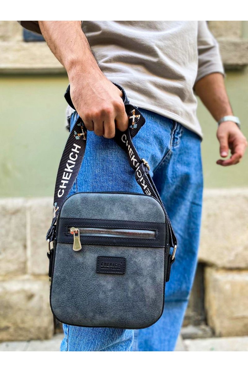 CH102 Stealht Kare Erkek Çanta Black/Grey - chekich.com